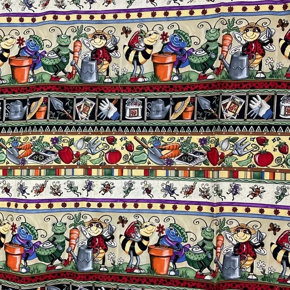 Vintage Bonijean Botanical Bugs cotton fabric 80” x 44.5” - Picture 2 of 8